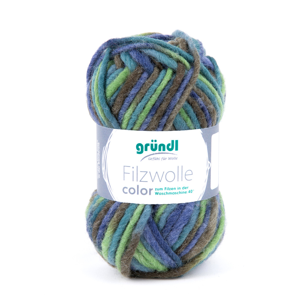 Filzwolle Color 50 g gr&uuml;n-marine Multicolor