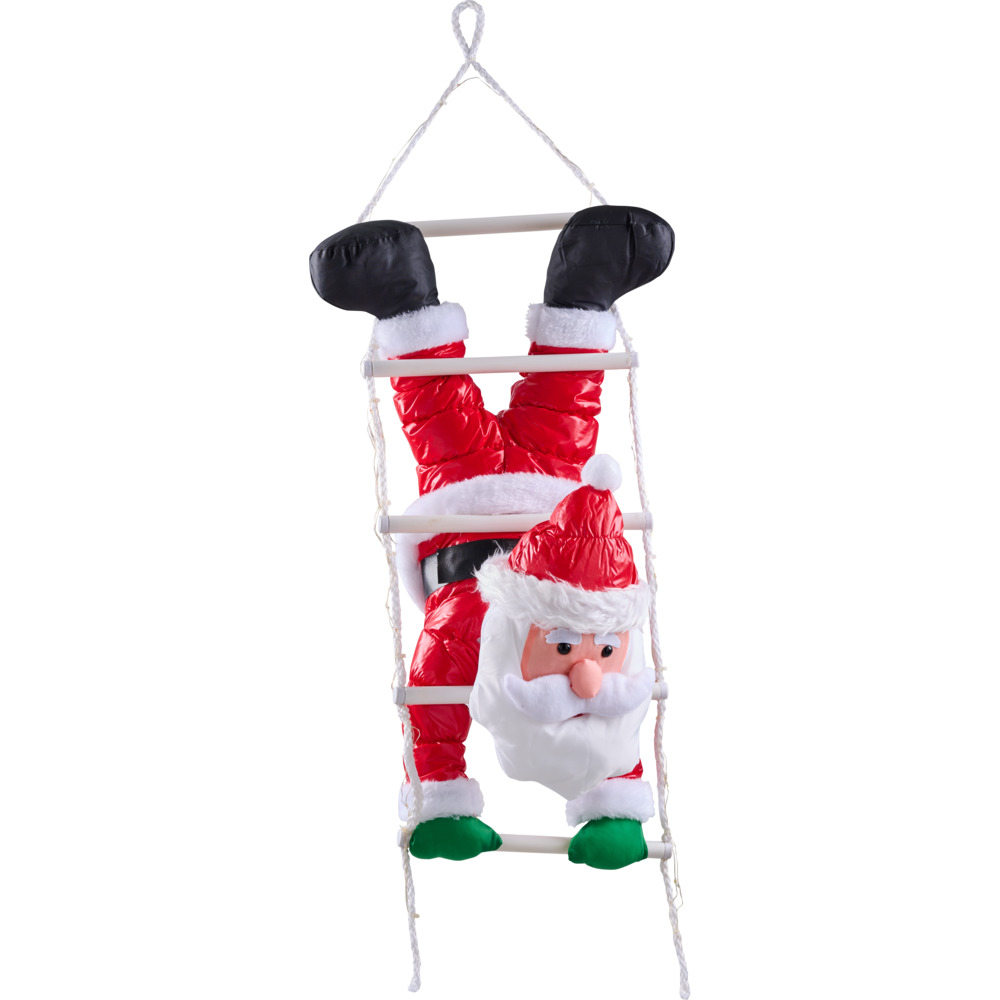 Weihnachtsmann kopfüber auf LED-Leiter 110 cm