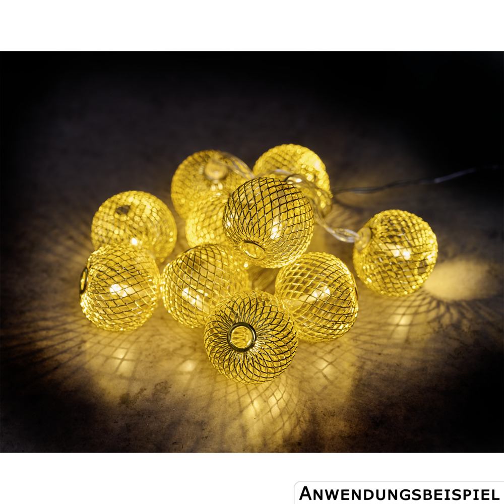 LED Lichterkette mit 10 Silk Kugeln Silber oder Gold image number 5