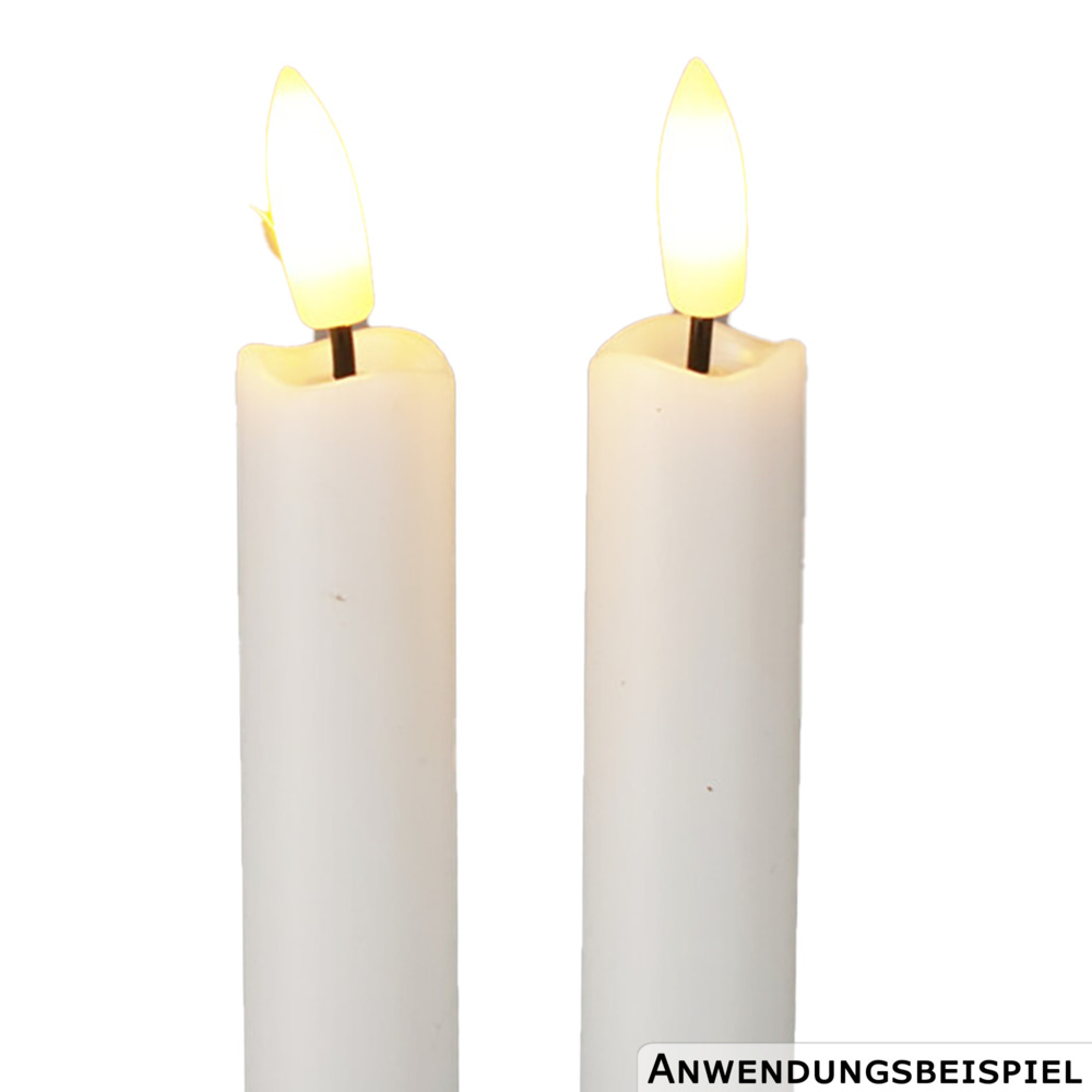 LED-Dinnerkerzen Echtwachs flackernd 2er-Set weiß image number 4