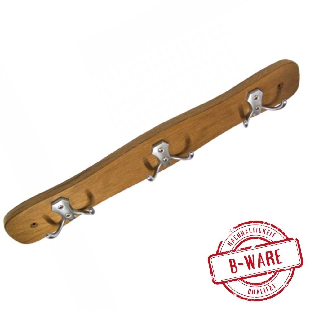 Kleiderhaken Eiche mit matten Haken B-Ware