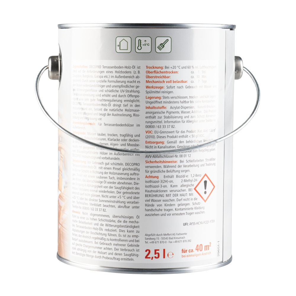 DECOPRO Terrassenboden Holzöl 2500 ml in douglasie image number 1