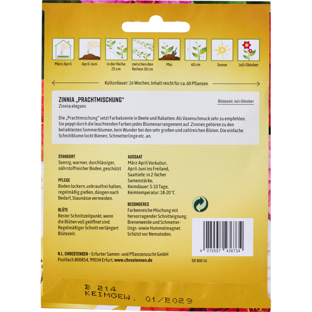 Saatgut Zinnia Prachtmischung image number 1