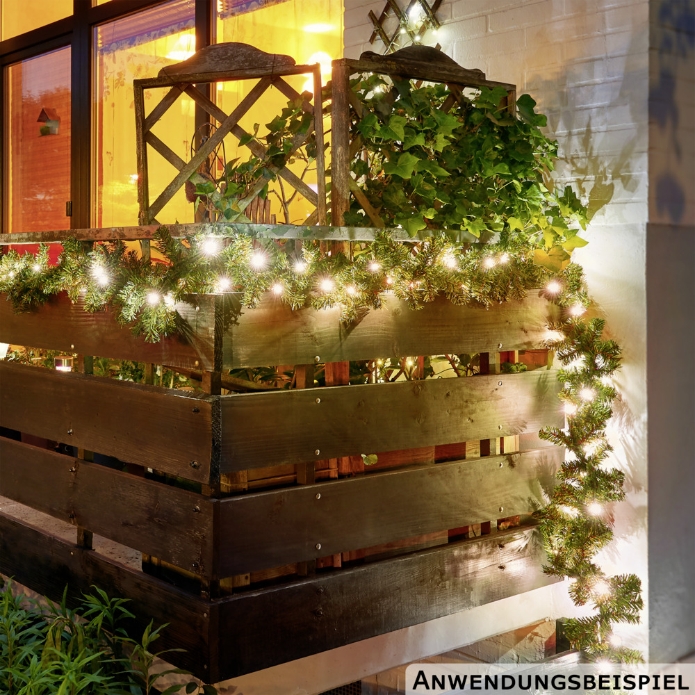 Weihnachtsgirlande künstlich 270 cm mit 60 warmweißen LEDs