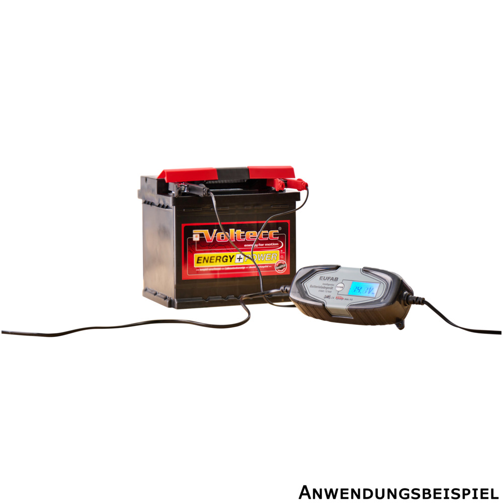 Batterieladegerät 6 V und 12 V mit Klemmen und Schnellkontaktkabel image number 1
