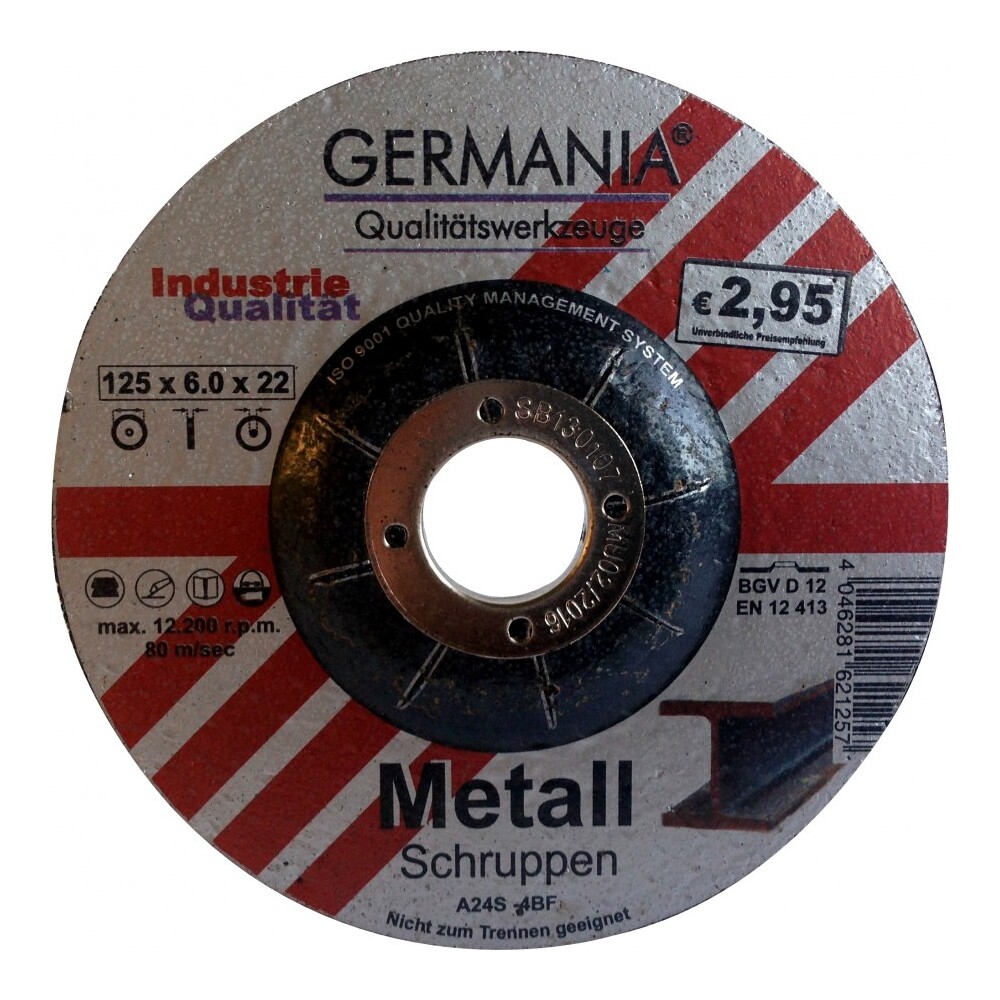 Schruppscheibe Metall 125x6,0 bombiert Industriequalität Schleifscheibe