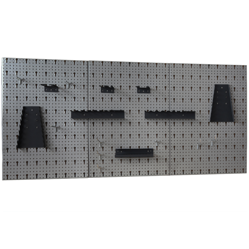 GERMANIA® Lochwand 3-teilig mit Hakensortiment aus Stahlblech