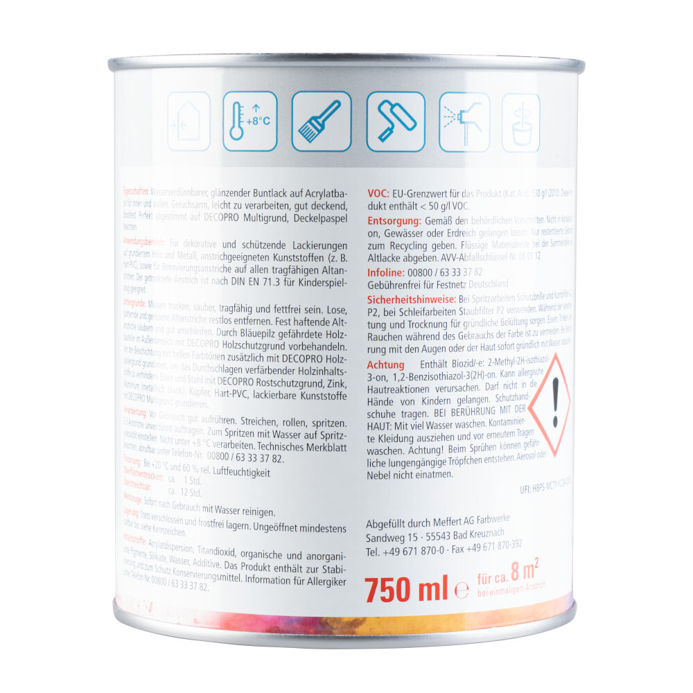 DECOPRO Acryl Glanzlack enzianblau RAL 5010 für innen und außen image number 1