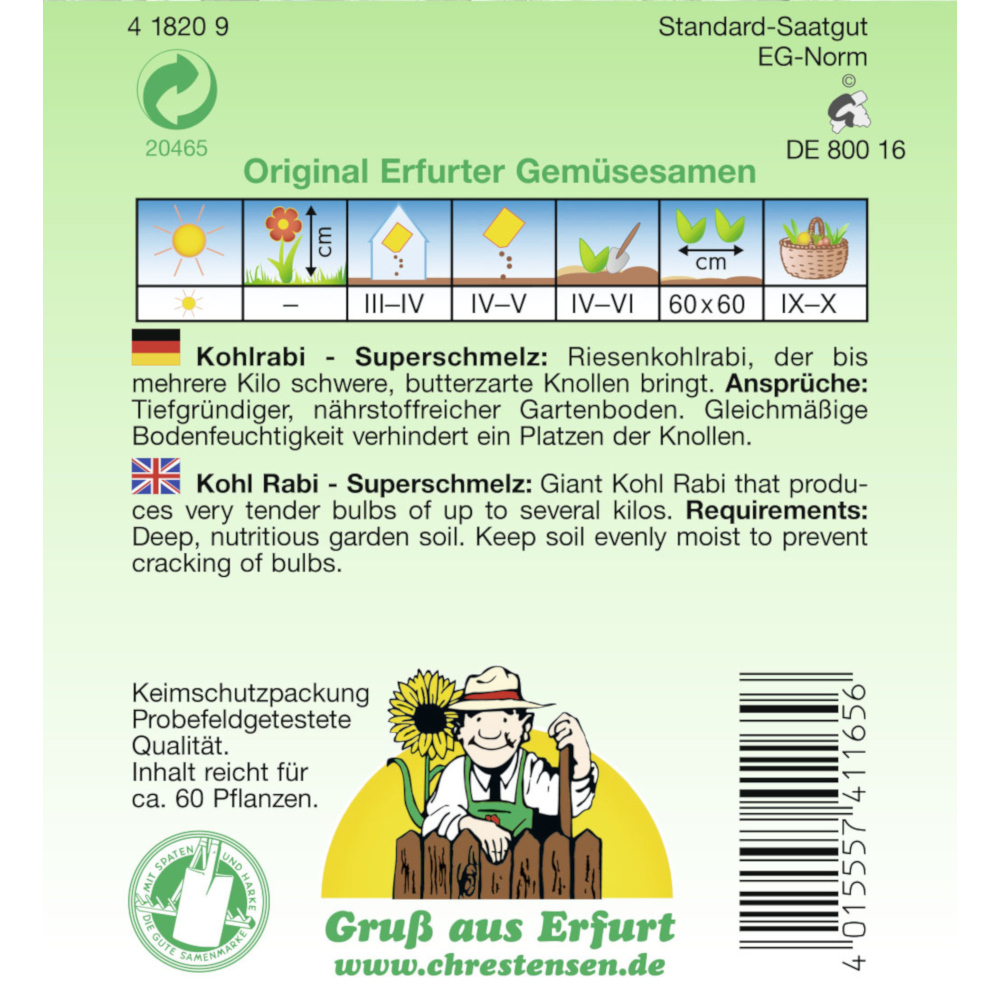 Saatgut Kohlrabi Superschmelz ca. 60 Pflanzen image number 1