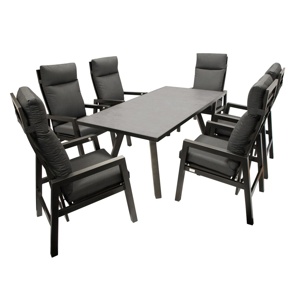 Gartengarnitur 7-teilig Aluminium Dunkelgrau image number 0