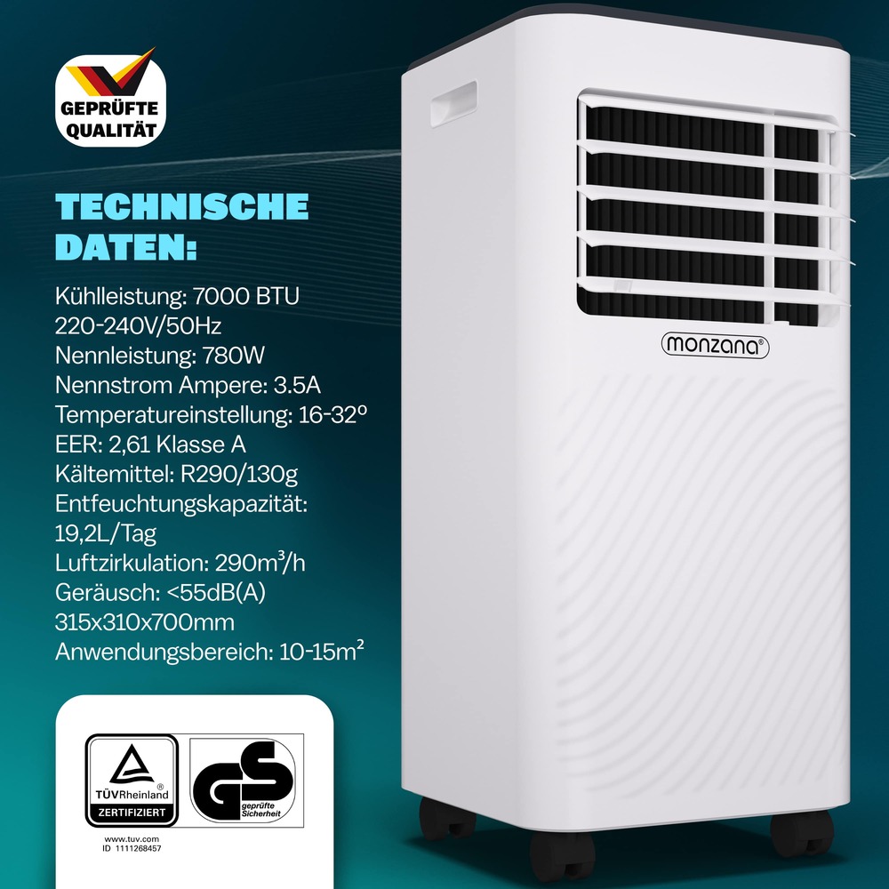 monzana&reg; Mobile Klimaanlage 7000 BTU SmartLife image number 5