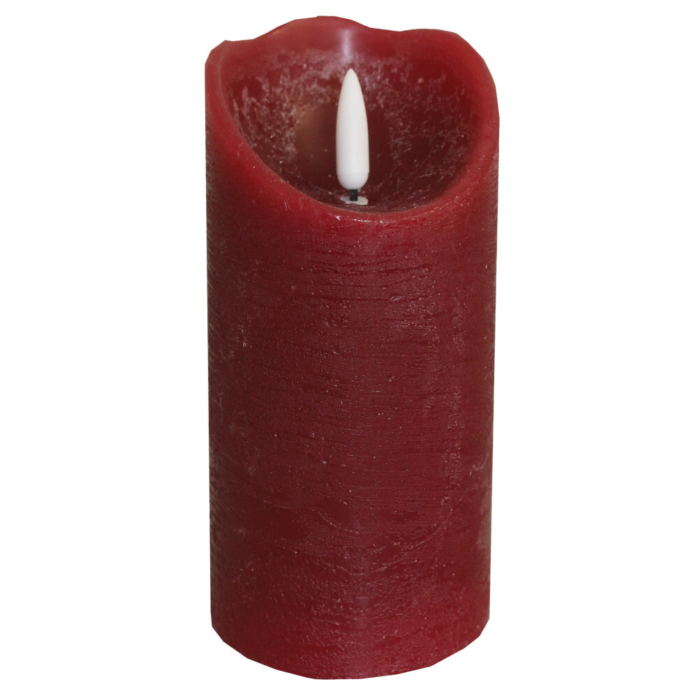 LED-Echtwachskerze Rustic 14 cm in Bordeaux mit Timerfunktion image number 1
