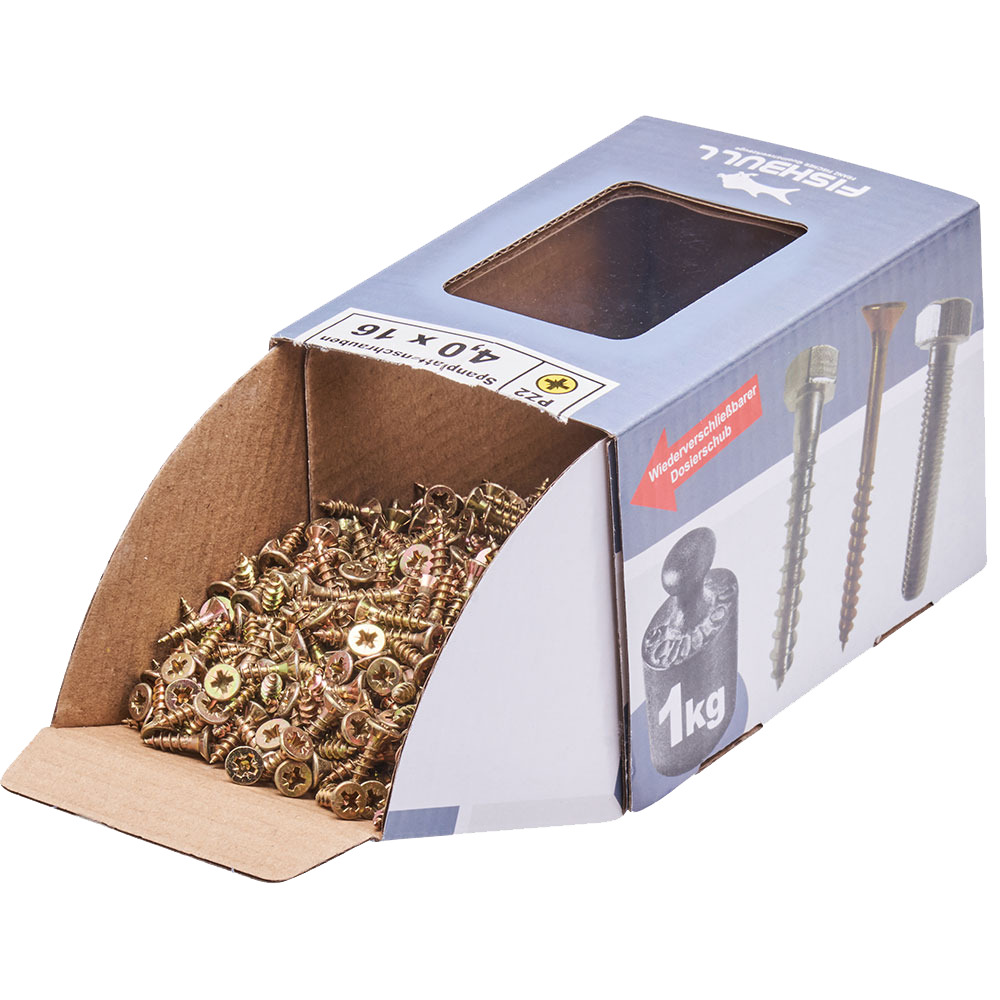 Spanplattenschraube 4x16 mm PZ 1kg FISHBULL-Pack Senkkopf Vollgewinde Kreuzschlitz image number 3