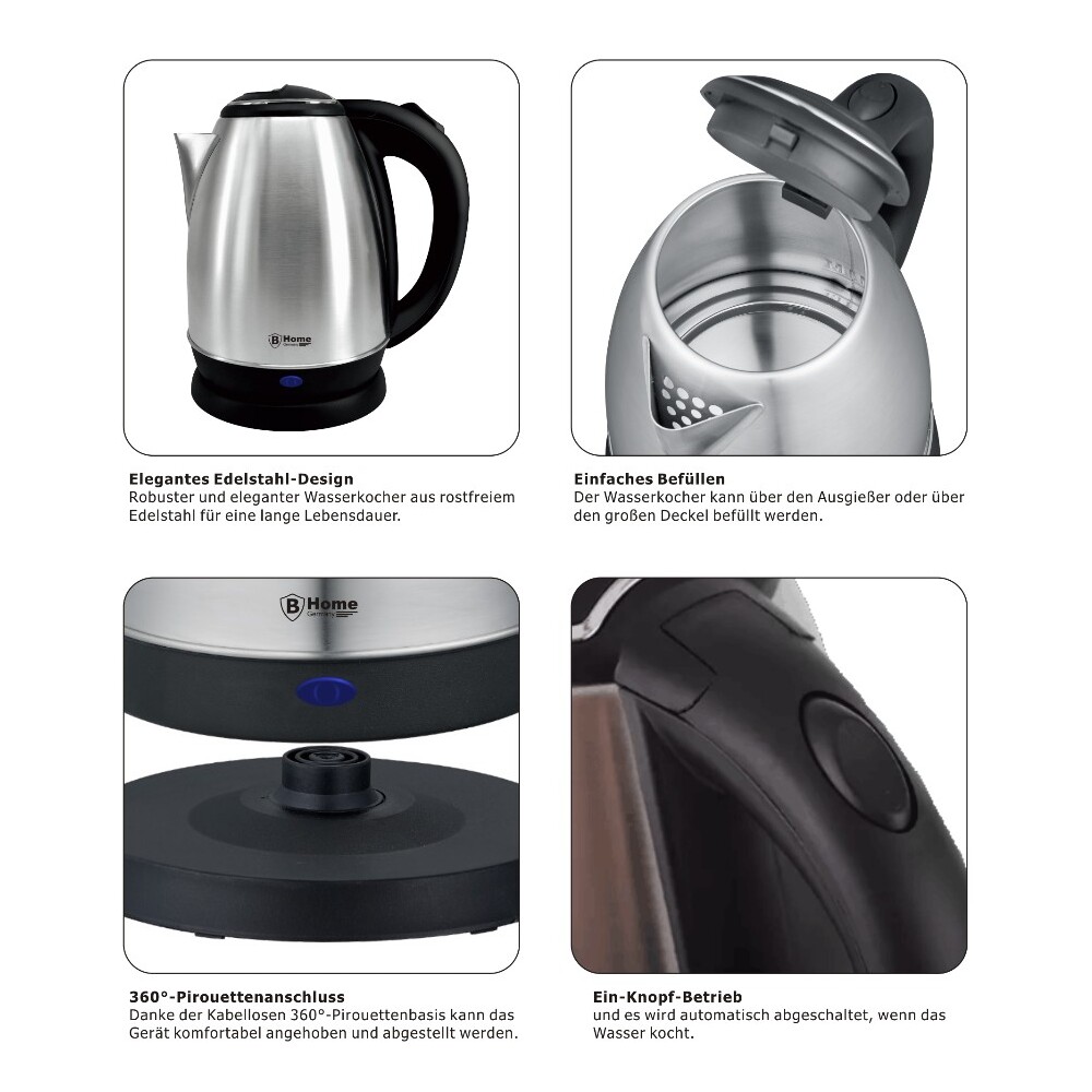 Wasserkocher aus Edelstahl 1,8 Liter 1500 Watt image number 1