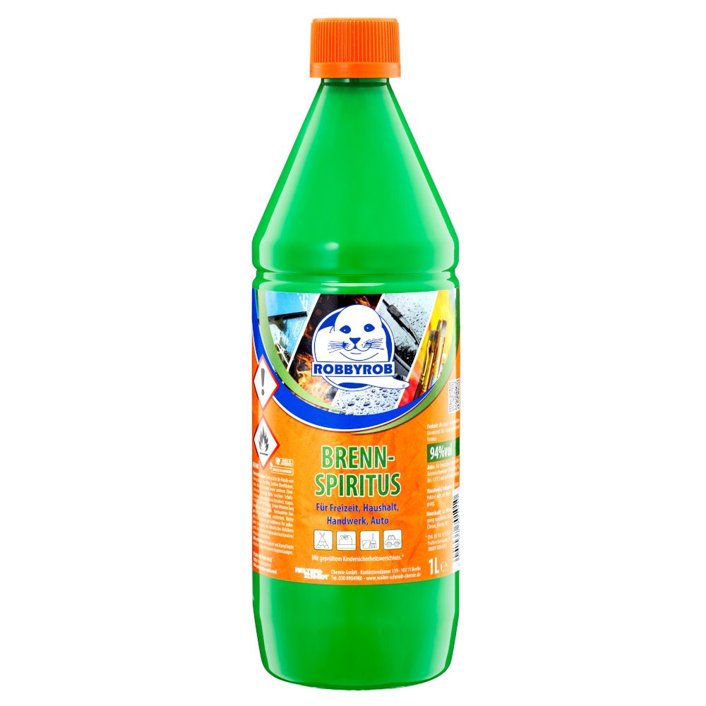 RobbyRob Brennspiritus 94 % 1 Liter für Haushalt, Freizeit und Camping image number 0