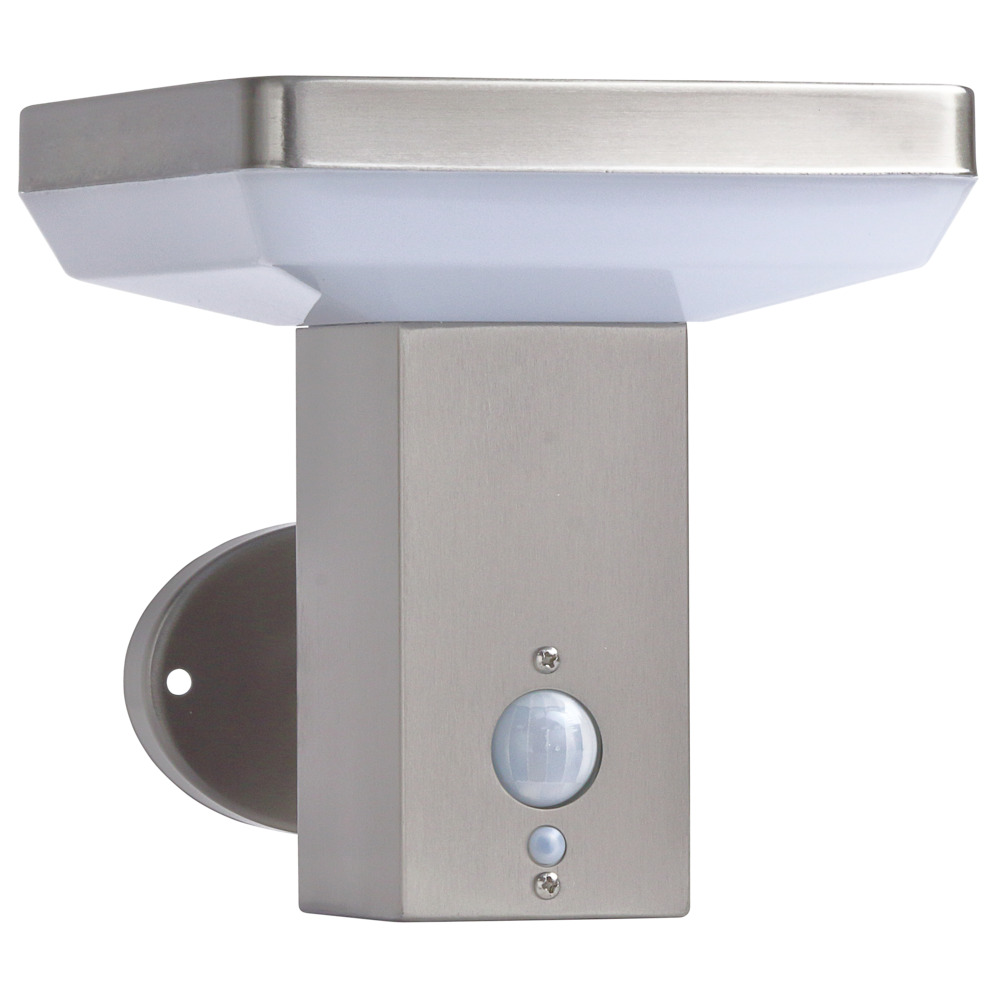 LED Solar Wandleuchte eckig 4,4 W in silber mit Bewegungsmelder