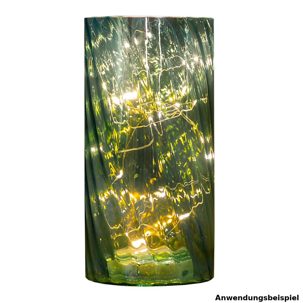 Deko-Lampe batteriebetrieben aus Glas mit LED-Silberdraht image number 0