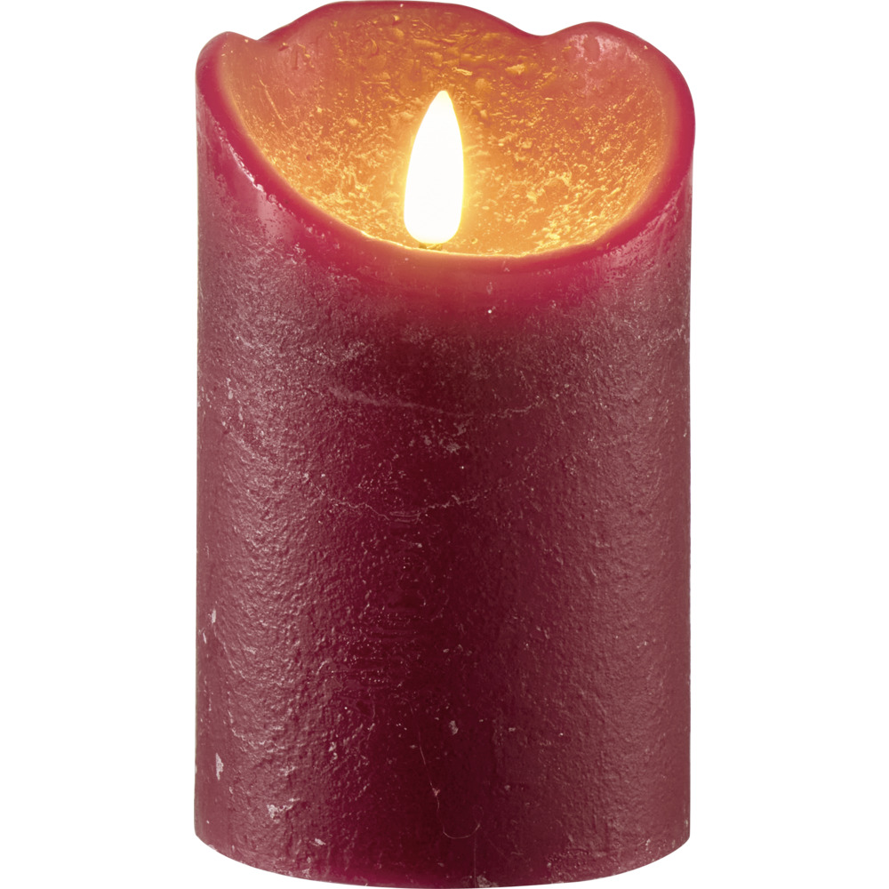 LED-Echtwachskerze Rustic 14 cm in Bordeaux mit Timerfunktion image number 2