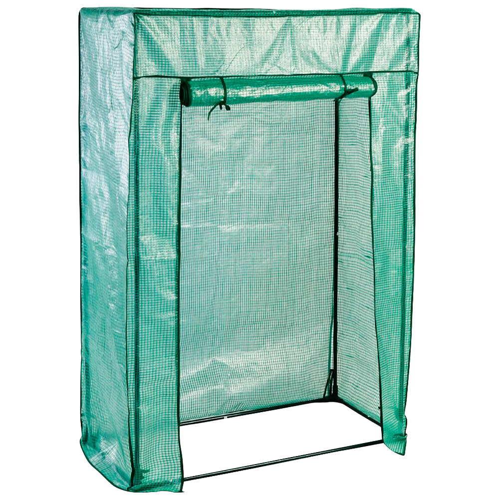 Tomatenhaus mit Metallrahmen 100x50x150 cm und PE-Folie in grün image number 1