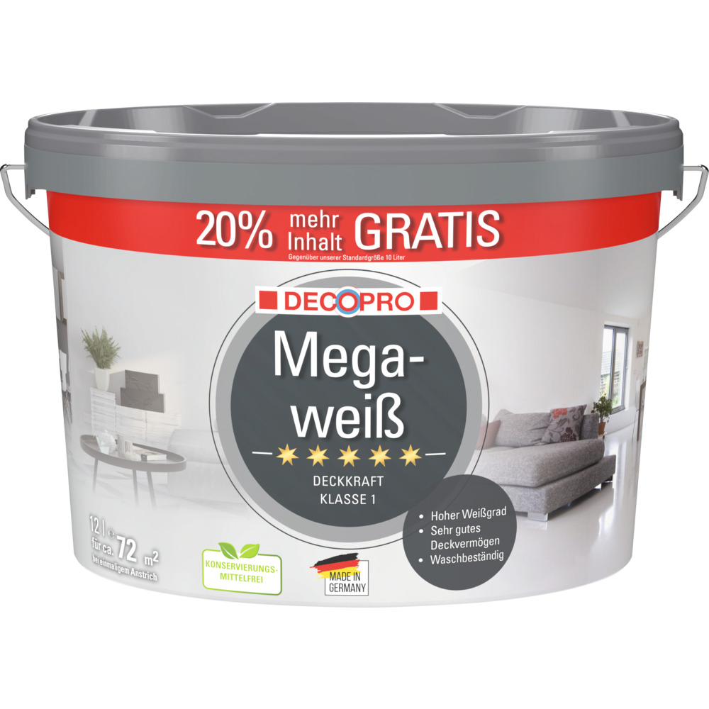 DECOPRO Megaweiß 12 Liter matt hochdeckend image number 0