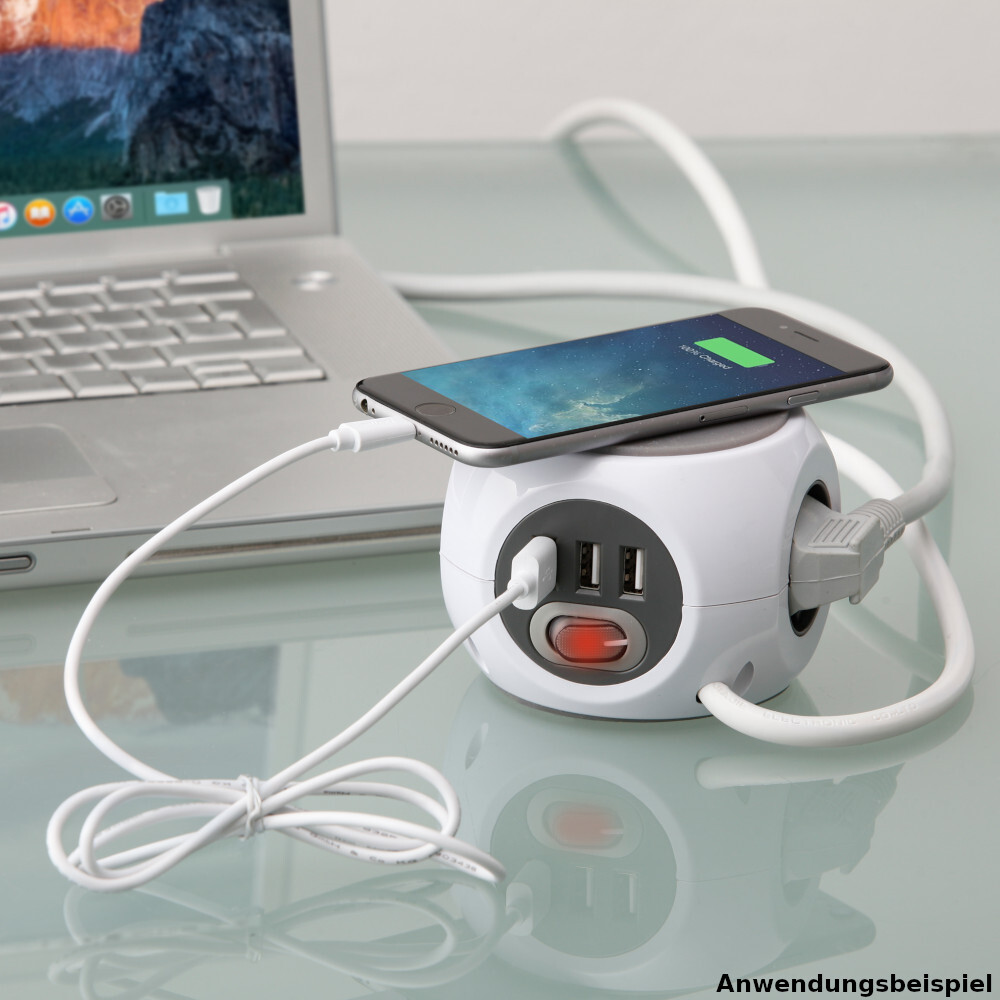Steckdosenwürfel weiß USB-Anschlüssen image number 1
