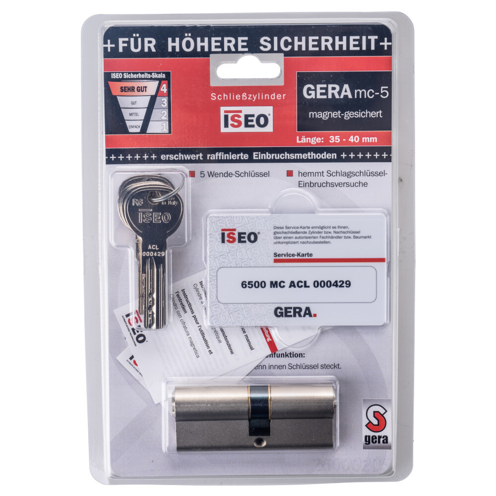 Schließzylinder 6500MC 35-40 mm magnetisch gesichert mit Schlüsseln