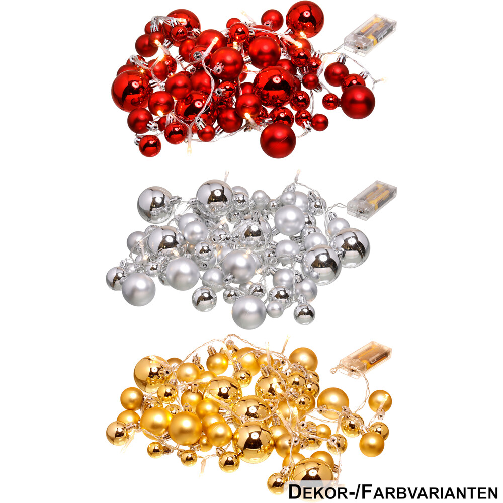 Kugel-Lichterkette mit 20 LEDs - 3-fach sortiert