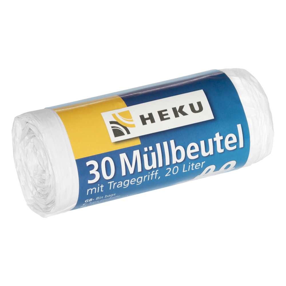 Müllbeutel mit Tragegriff 20 Liter 10µ 30 Stück in weiß 