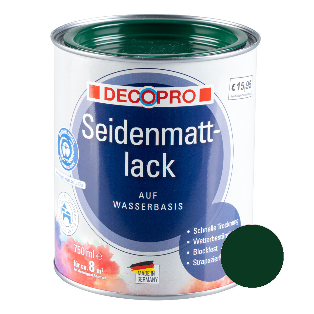 DECOPRO Acryl Seidenmattlack moosgrün RAL 6005 für innen und außen
