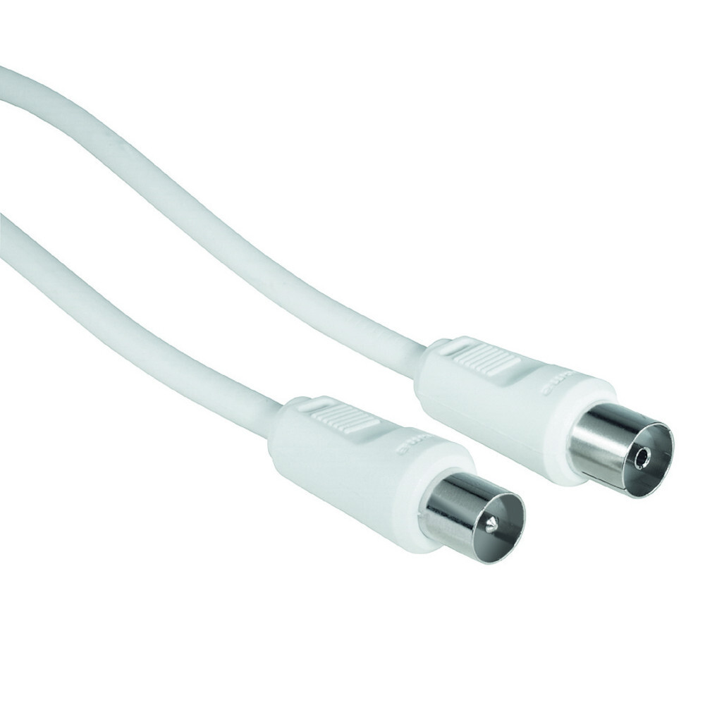 hama® Antennenkabel, Koax-Stecker - Kupplung, 85 dB 1,5 m, weiß