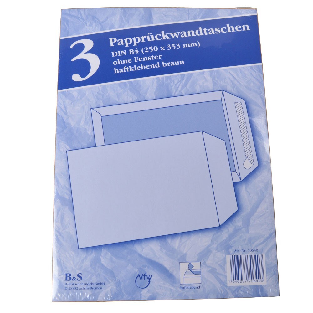 Versandtaschen 3 Stück selbstklebend DIN B4 mit Papprückwand image number 0