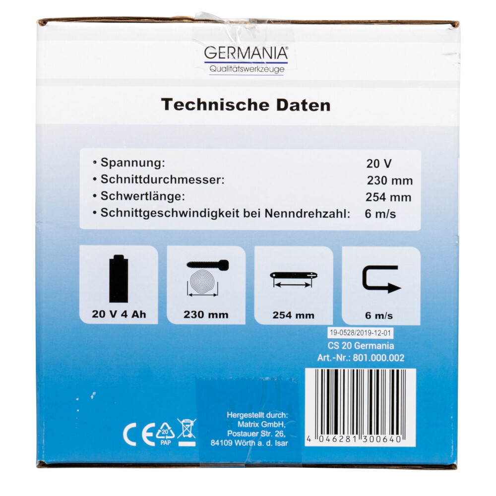 GERMANIA® Plattform Akku Kettensäge-Set 20 V image number 9