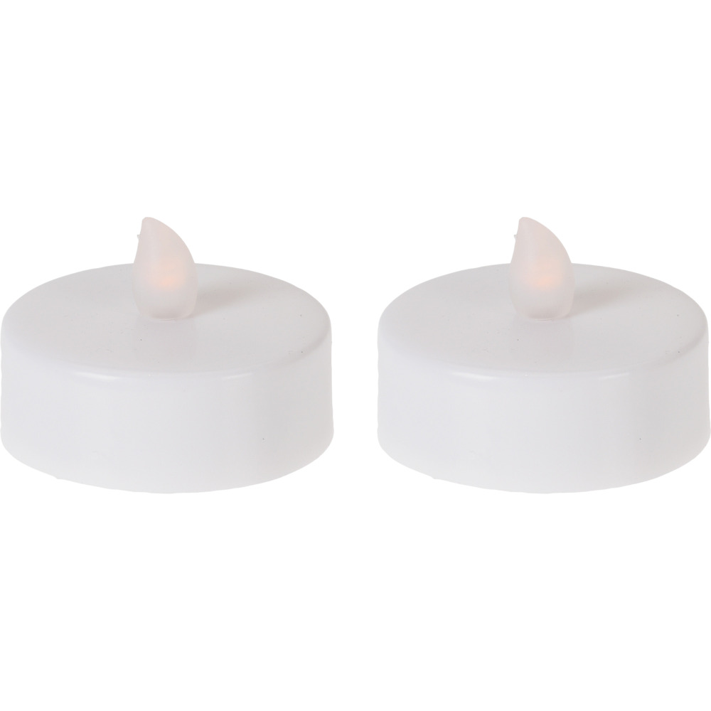 LED-Teelichter-Set Jumbo 2 Stück flackernd in weiß mit 2 CR2032-Batterien