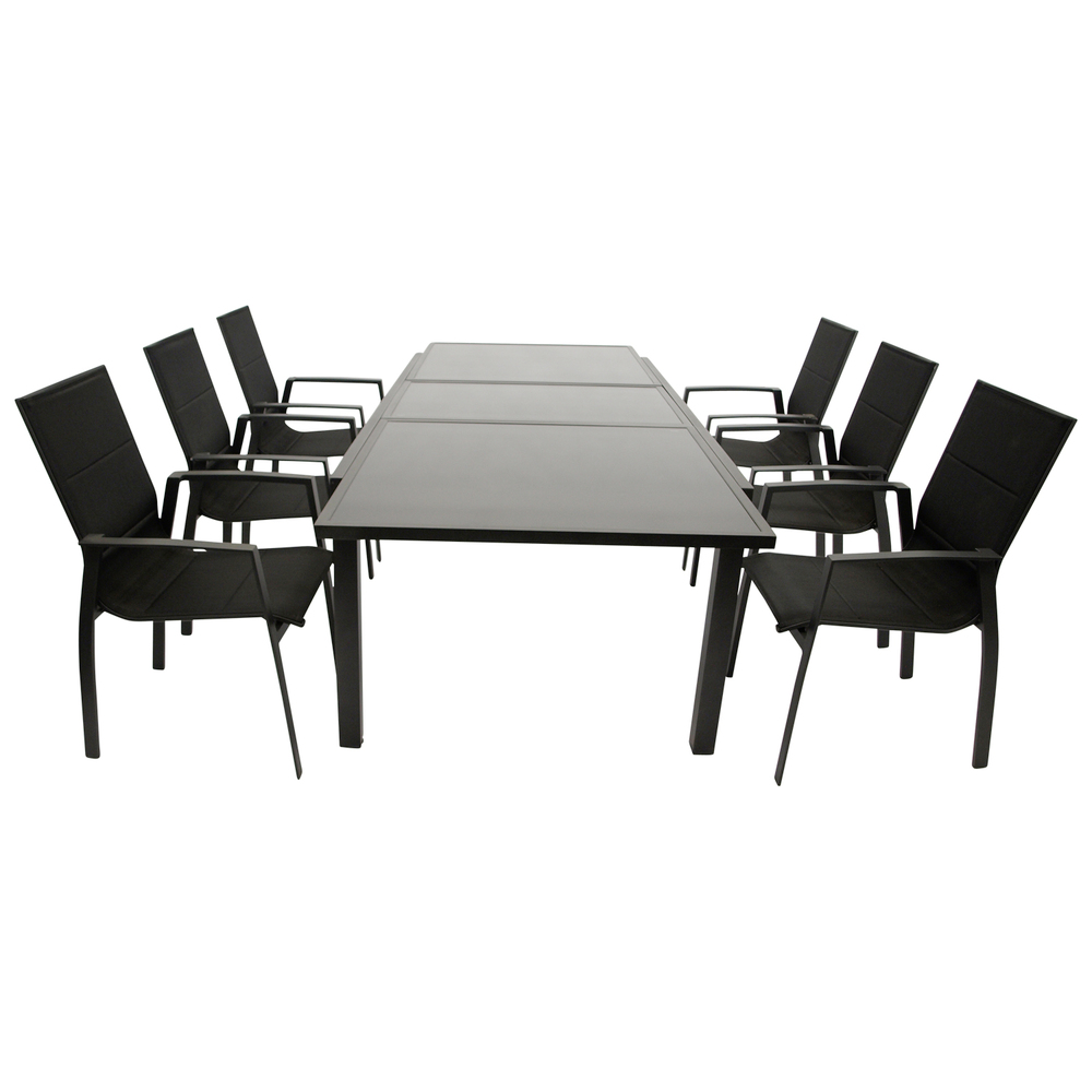 Gartengarnitur 7-teilig Alu Ausziehtisch Glas schwarz image number 0