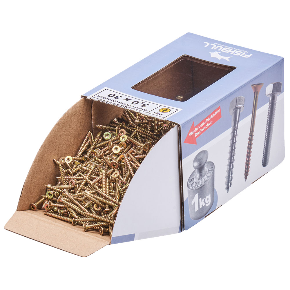 Spanplattenschraube 3,0x30 mm PZ 1kg FISHBULL-Pack Senkkopf Vollgewinde Kreuzschlitz image number 3