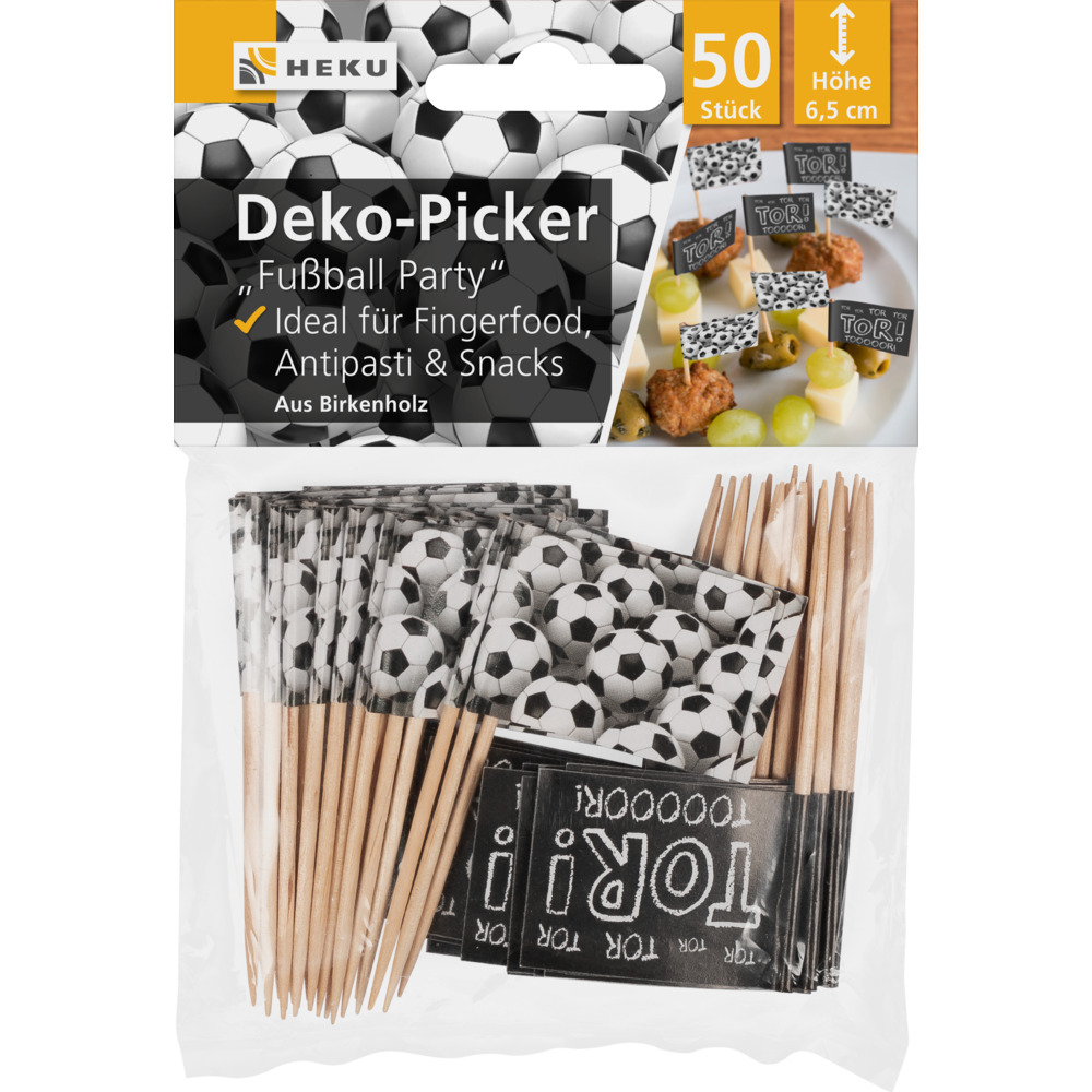Deko-Picker-F&auml;hnchen "Fu&szlig;ball-Party", 50 St&uuml;ck