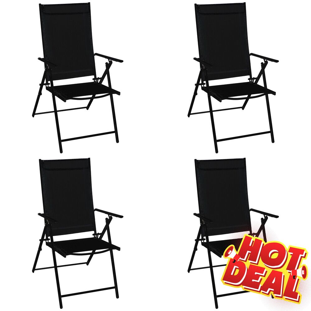 Klappsessel 4er-Set aus Stahl, anthrazit