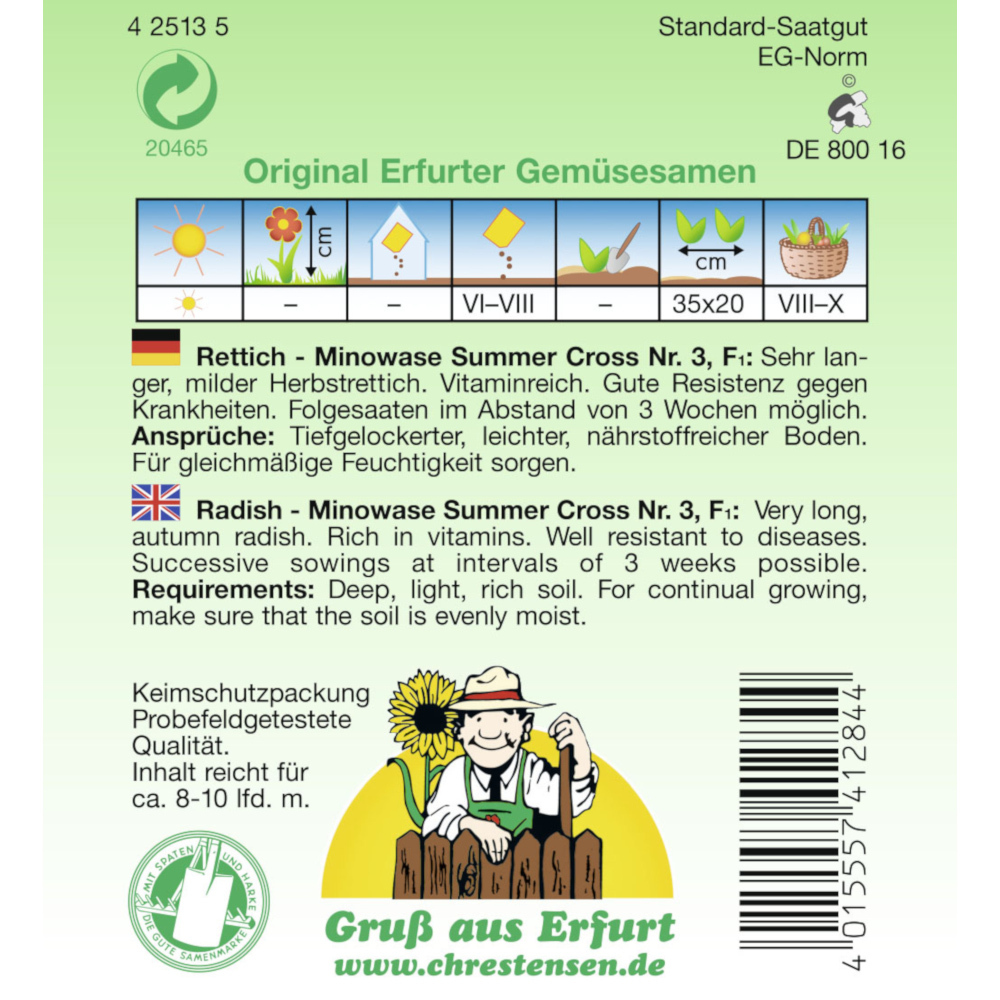 Saatgut Rettich Minowase ca. 8–10 laufende Meter image number 1