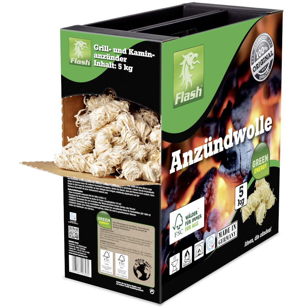 Flash Öko Grill- und Kaminanzünder, Holzwolle 5 kg