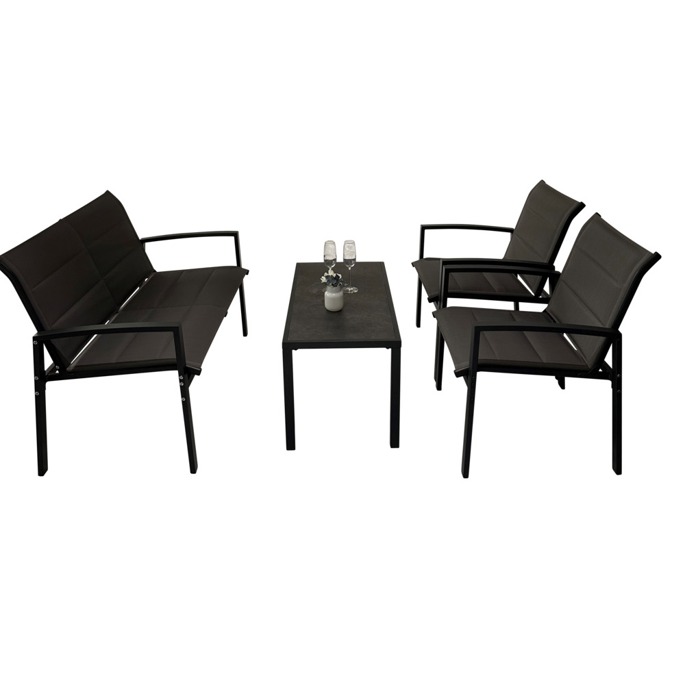 Lounge-Set 4-teilig schwarz-grau