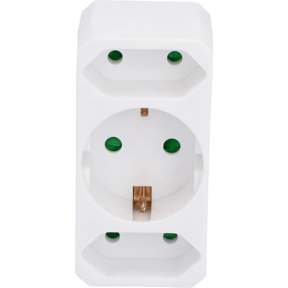 Steckdosenadapter 3-fach in weiß für innen