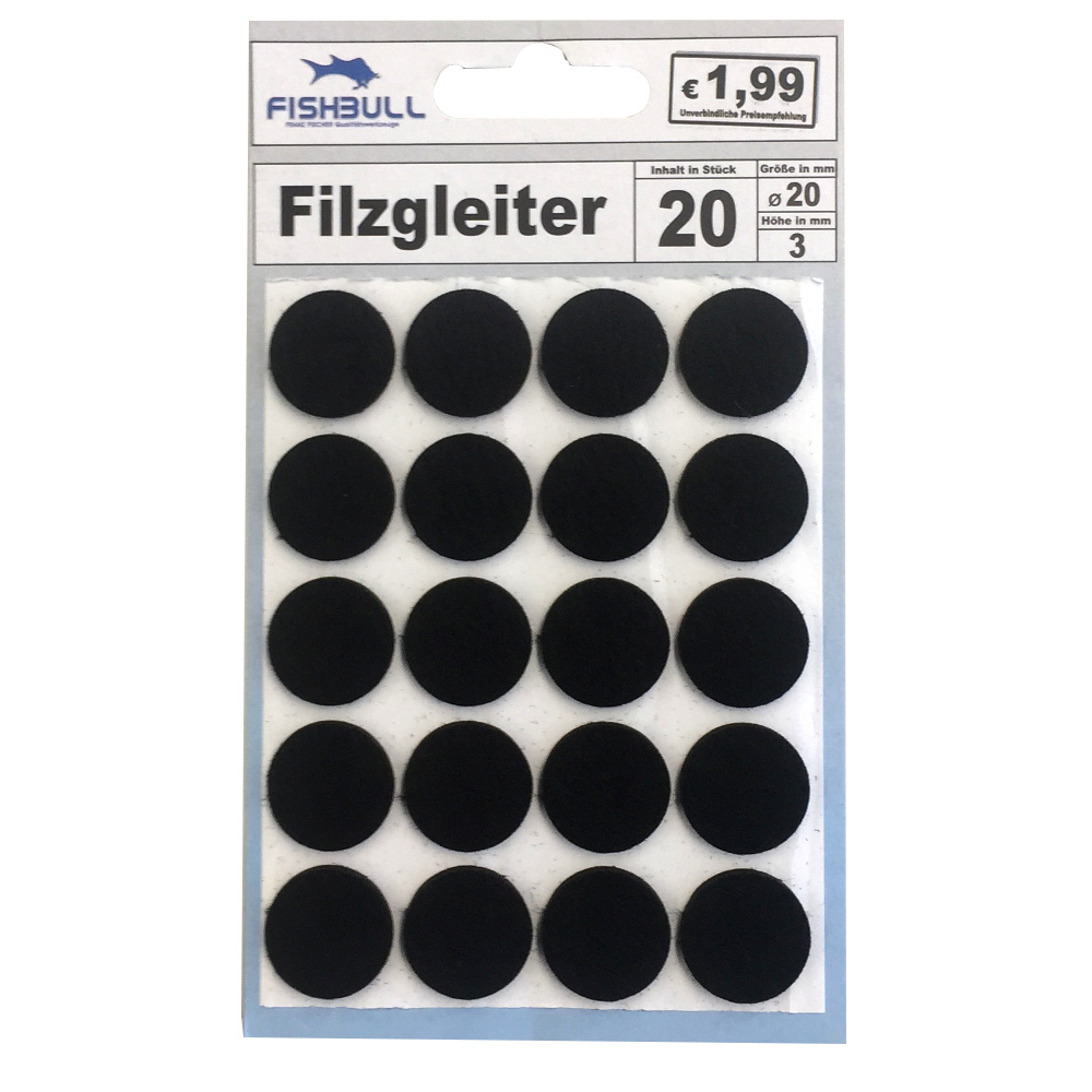 Filzgleiter Ø20 mm 20 Stück selbstklebend rund in schwarz
