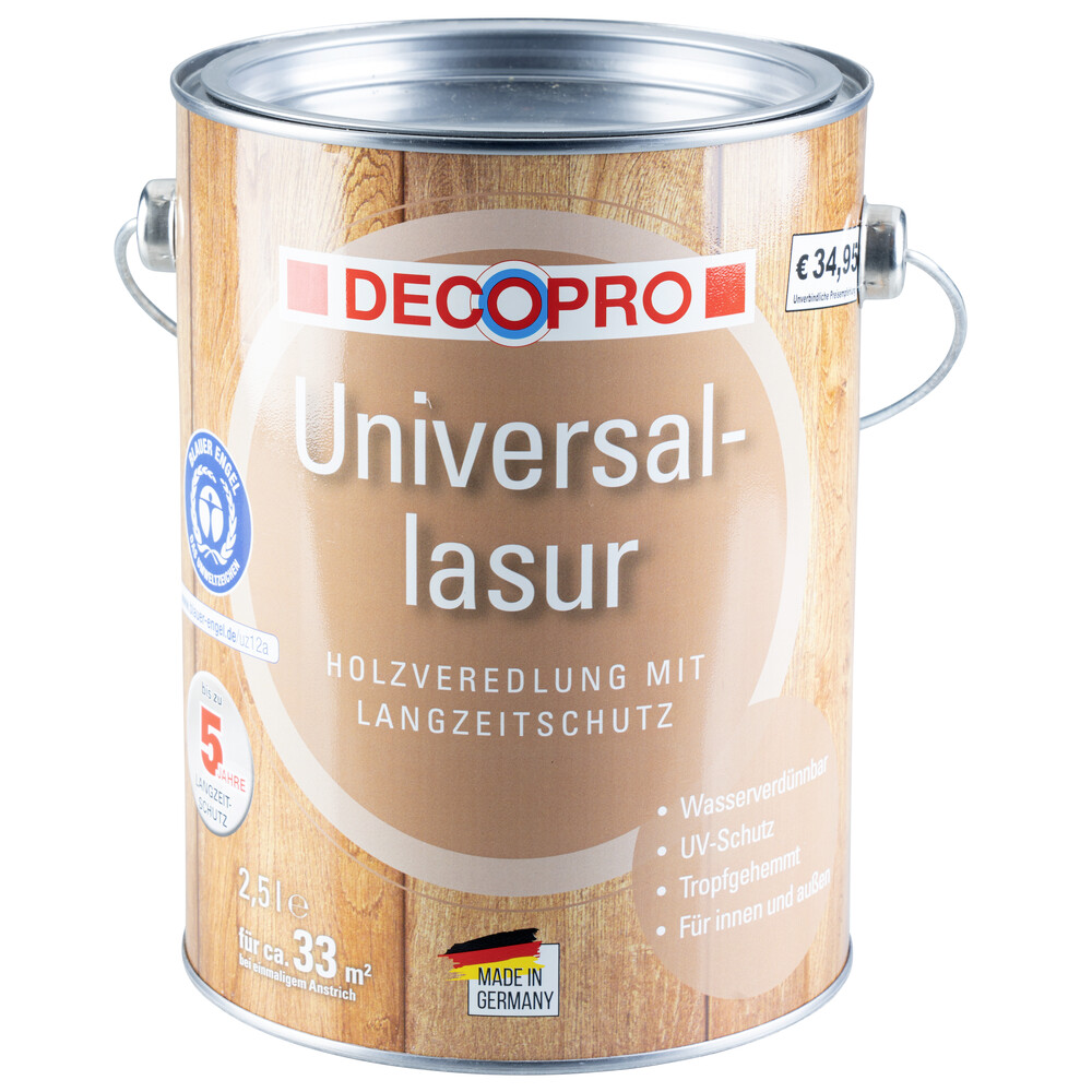 DECOPRO Universal-Lasur seidenglänzend 2,5 Liter in nussbaum