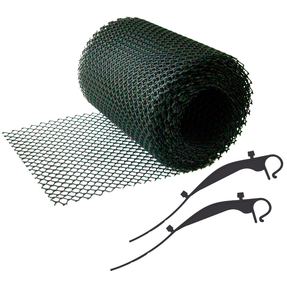 Laubgitter für Dachrinnen 16 cm x 6 m mit Haltern