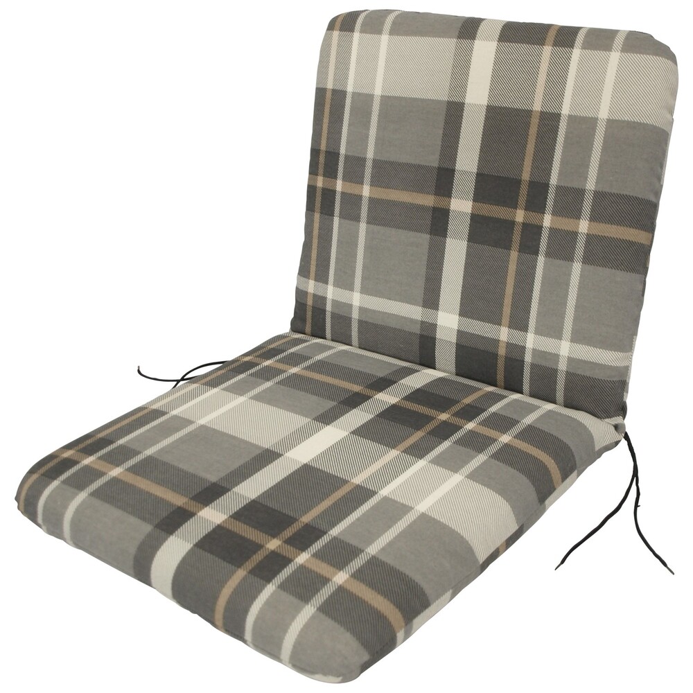 Auflage für Gartensessel grau-beige kariert
