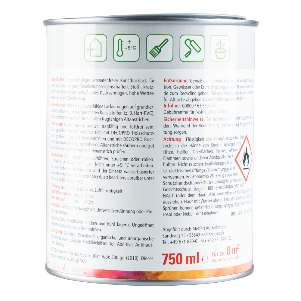 DecoPro Seidenglanzlack silbergrau RAL 7001 für innen und außen image number 1