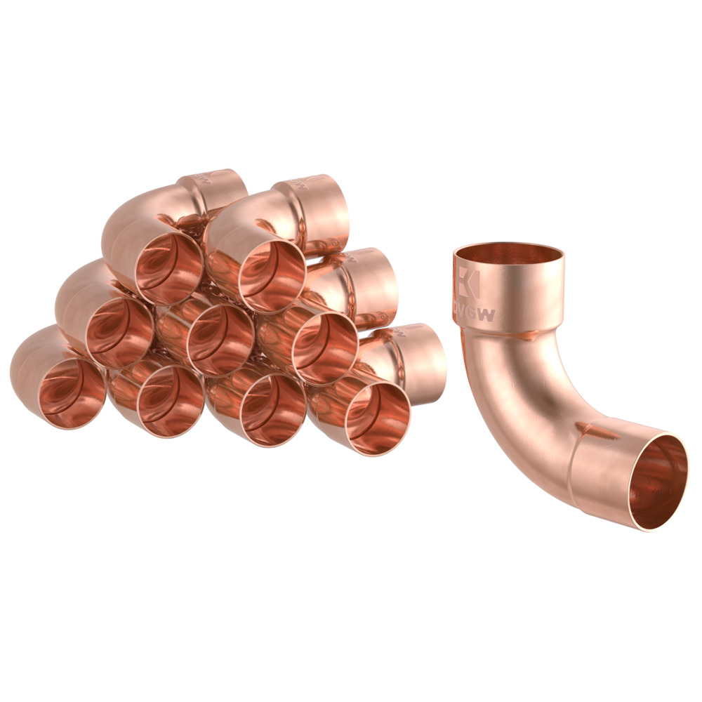 10 x Bogenmuffe 90° Kupfer-Lötfitting 22 mm - Vorratspack