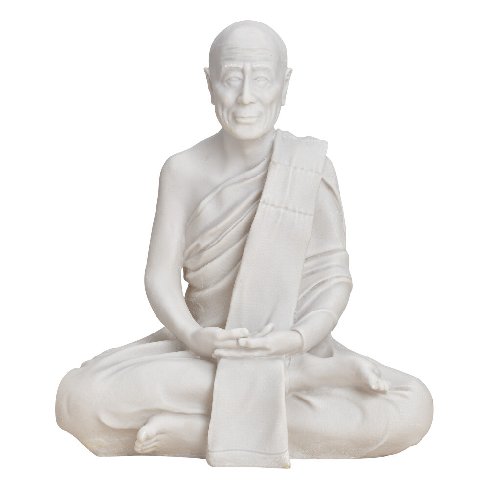 Dekofigur Mönch 30 cm sitzend aus Polyresin in weiß, bemalbar - B-Ware image number 1