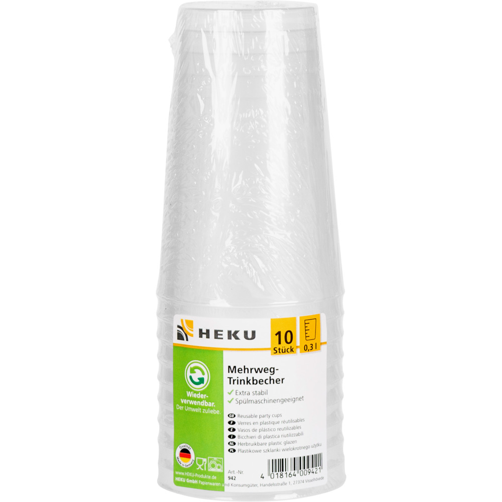 Mehrweg-Trinkbecher 10 Stück klar 0,3 Liter