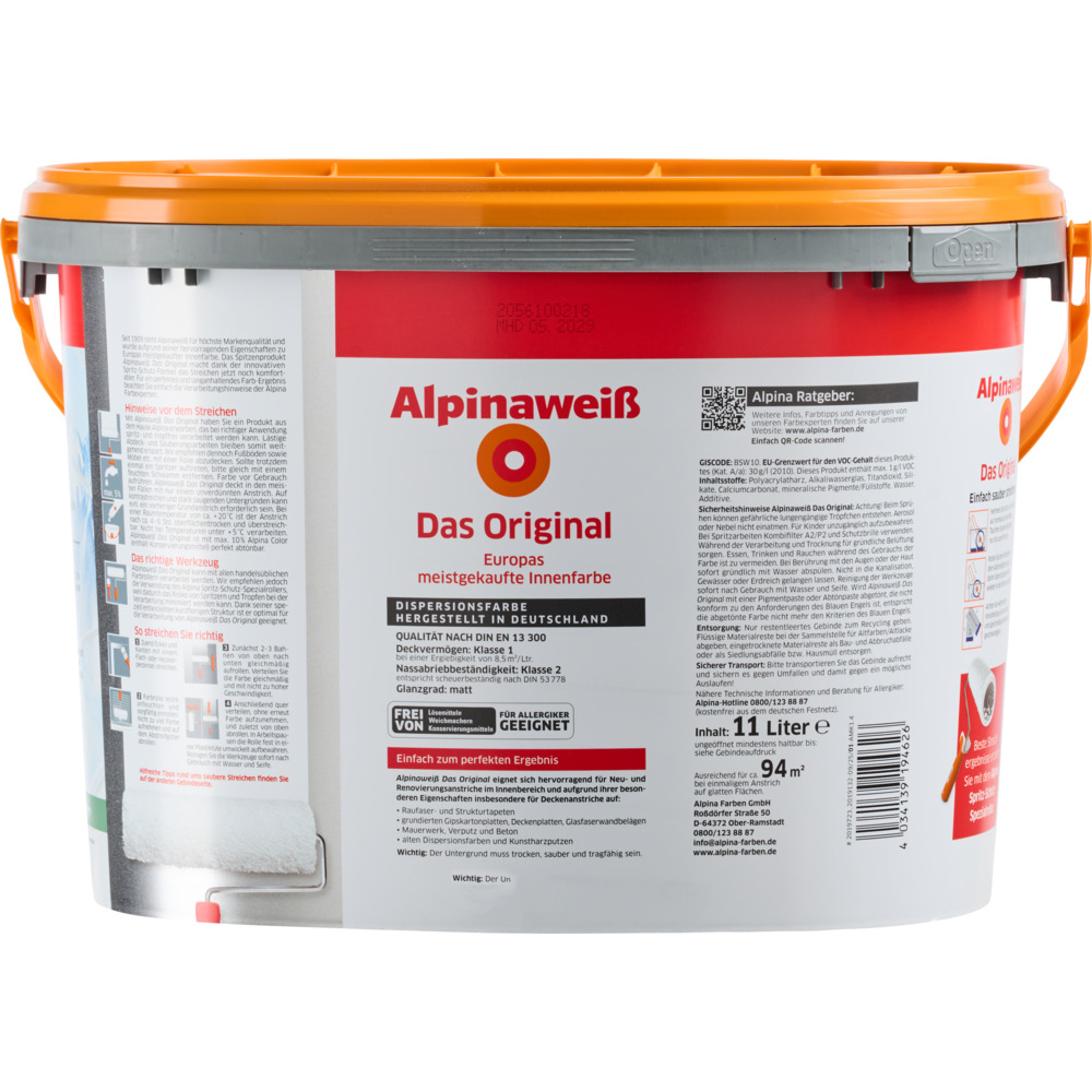 Alpinawei&szlig; Wandfarbe 10 Liter + 1 Liter gratis image number 2